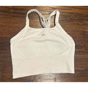 Alo Yoga White Women's Seamless Ribbed Favorite Bra Tank Top EUC